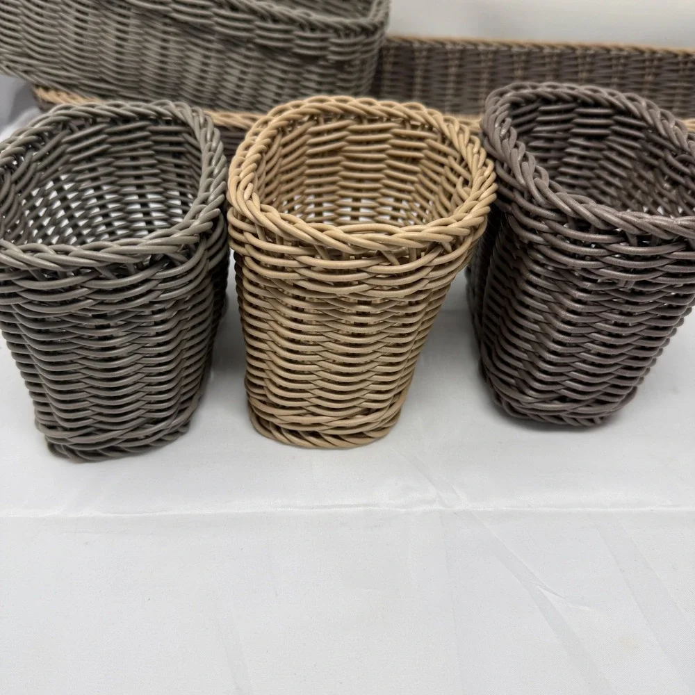 Pampered Chef Wicker Serving Caddy 5 Pc Basket Set Discontinued Item